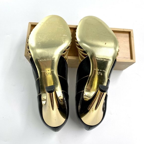 Emilio Pucci Vtge 90’s Strappy Gold Shoes Sandal - Picture 7 of 7